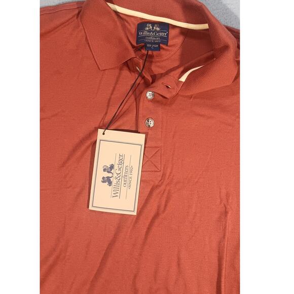 Willis & Geiger Outfitters Polo Shirt L Rust Red 100% Cotton NWT Peru Safari - Picture 6 of 7